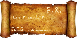 Hirs Kristóf névjegykártya